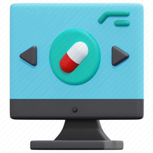 Online, pharmacy, desktop, pill, medical, computer, 3d 3D illustration - Download on Iconfinder