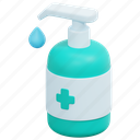 hand, sanitizer, wash, liquid, soap, alcohol, gel, hygiene, antibacterial, cleaning, 3d 