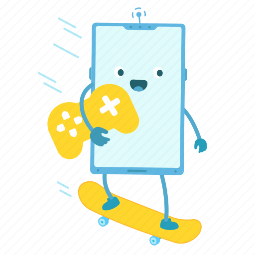 Phone, character, joystick, game, smartphone, skateboard, sports icon - Download on Iconfinder
