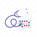 abstract, drug, heart, medical, pack, pill, stethoscope