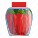 pickled, red, peppers, jar