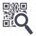 code, find, magnifying glass, qr, scan, search, zoom