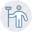 cleaner, janitor, man, mop, person, sweeper 