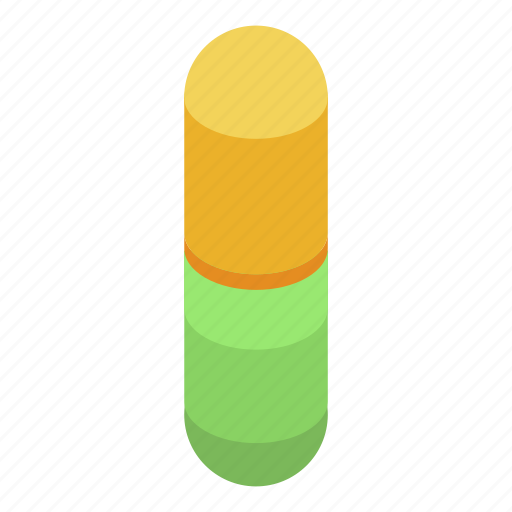Capsule, cartoon, green, isometric, medical, pill, yellow icon - Download on Iconfinder