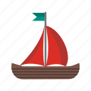 boat, cartoon, flag, pirate, sail, ship, wooden
