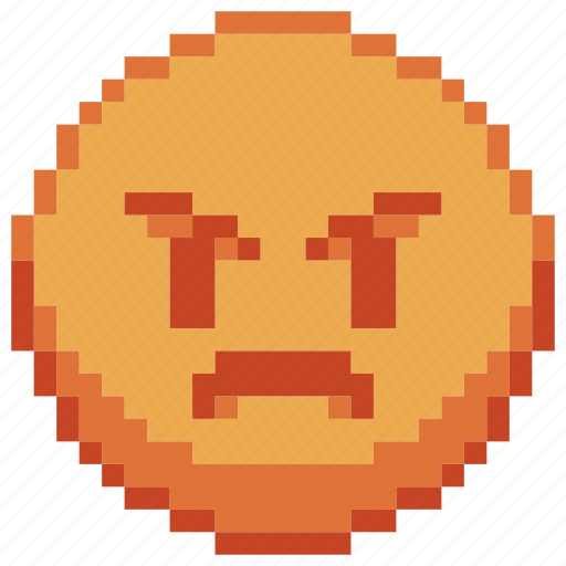 Pixel art, upset, emoji, emoticon, angry, sticker icon - Download on Iconfinder