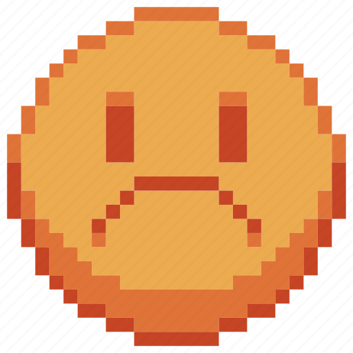 Frowning, pixel art, sticker, sad, disappointed, emoji icon - Download on Iconfinder