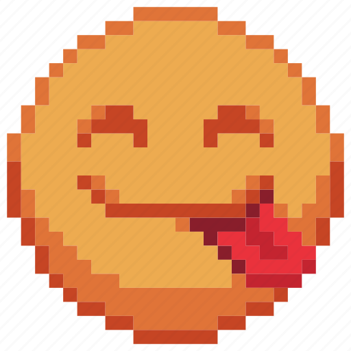 Licking, pixel art, emoji, emoticon, tongue, sticker icon - Download on Iconfinder