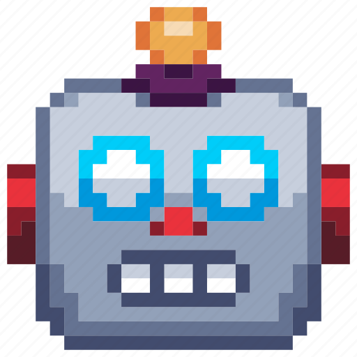 Robot, pixel art, emoji, sticker, machine, emoticon icon - Download on Iconfinder