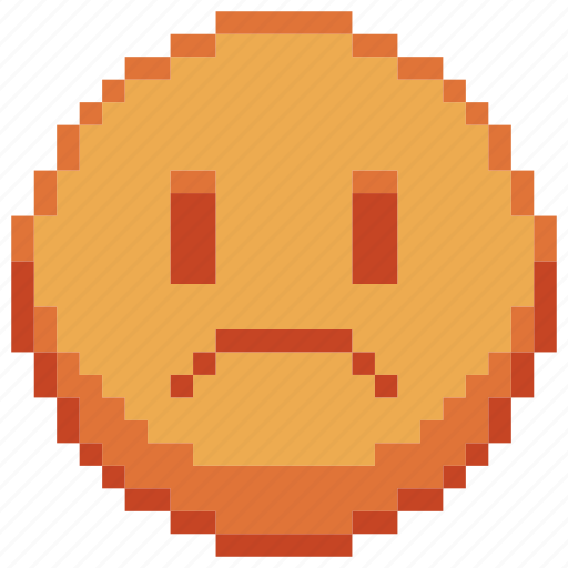 Frowning, pixel art, sticker, emoji, sad, emoticon icon - Download on Iconfinder
