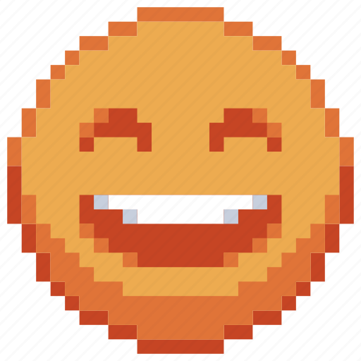 Smiling, pixel art, sticker, emoticon, emoji, moon eyes, emotion icon - Download on Iconfinder