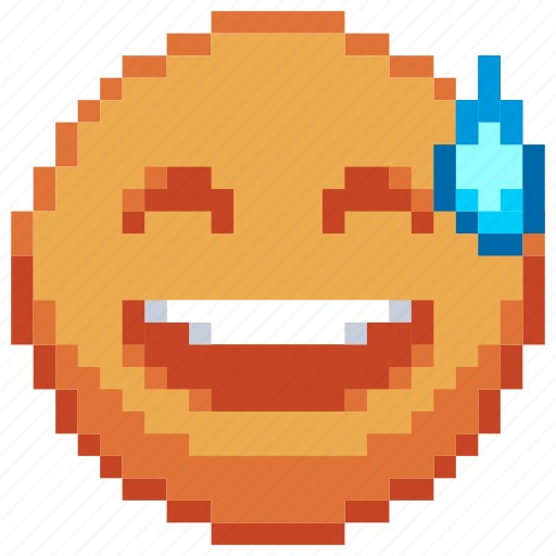 Sweat, pixel art, emoticon, emoji, sticker, awkward, smile icon - Download on Iconfinder