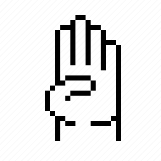 Pixel, hand, finger, four icon - Download on Iconfinder