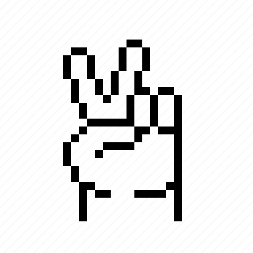 Pixel, hand, finger, two, victory icon - Download on Iconfinder