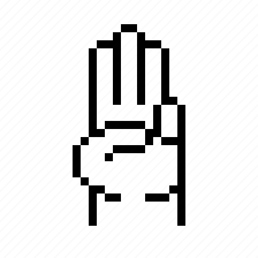 Pixel, hand, three, finger icon - Download on Iconfinder