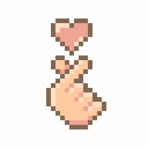Pixel, hand, finger, love, heart icon - Download on Iconfinder