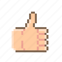 pixel, hand, finger, thumbs, up, like