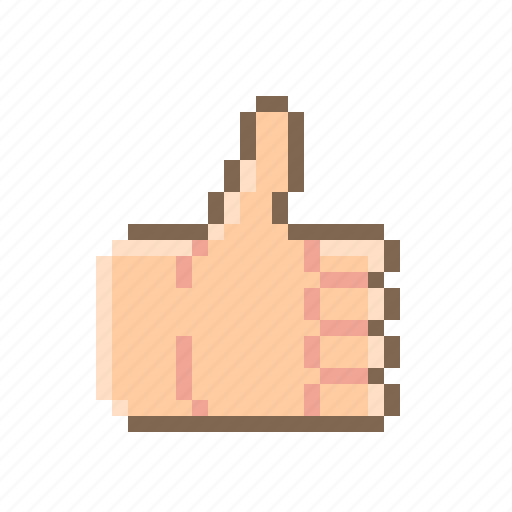 Pixel, hand, finger, thumbs, up, like icon - Download on Iconfinder