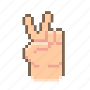 pixel, hand, finger, two, victory