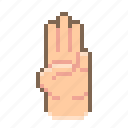 pixel, hand, three, finger