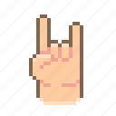 pixel, rock, finger, devil, horn