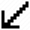 arrow, diagonal, down, game, left, pixel art, pixelated