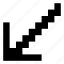 arrow, diagonal, down, game, left, pixel art, pixelated 