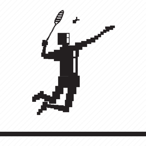Badminton, black&white, pixels, sport icon - Download on Iconfinder