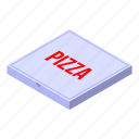 box, business, carton, cartoon, food, isometric, pizza