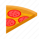 cartoon, food, frame, isometric, pizza, sausage, slice