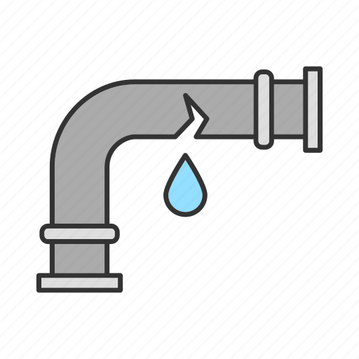 Broken, pipe, pipeline, piping, plumbing, water drop icon - Download on Iconfinder