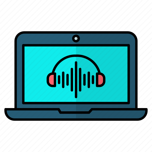 Laptop, podcast, audio, broadcast icon - Download on Iconfinder