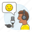 emoji, radio, happy, vlogger, male, streamer, podcaster, microphone, show, podcast 