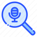 search, audio, microphone, podcast, loupe