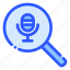 search, audio, microphone, podcast, loupe 