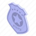 badge, cartoon, isometric, law, police, silhouette, star
