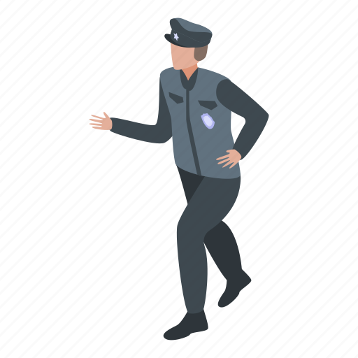 Cartoon, child, hand, isometric, officer, police, running icon - Download on Iconfinder