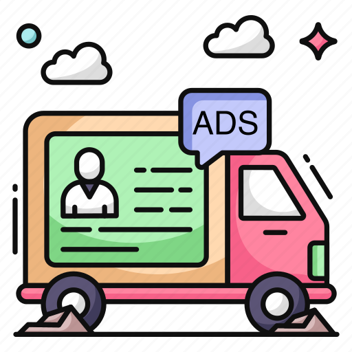 Ad van, transport, vehicle, automobile, automotive icon - Download on Iconfinder