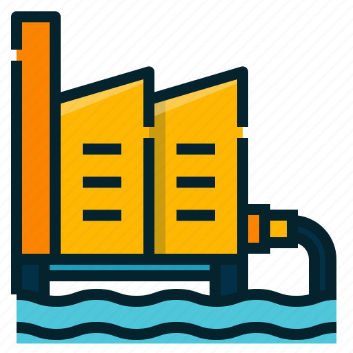 Environment, factory, industrial, pollution, sea, ocean, water icon - Download on Iconfinder