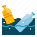 bottle, floating, ocean, plastic, trash, pollution