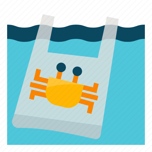 Plastic, crab, aquatic, animals, ocean, trash, pollution icon - Download on Iconfinder