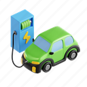 electric, car, electric vehicle, emissions reduction, pollution control, green transportation, 3d icon, 3d illustration, 3d render