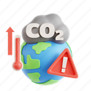 global, warming, global warming, climate change, pollution control, climate action, 3d icon, 3d illustration, 3d render