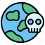 earth, globe, pollution, skull 