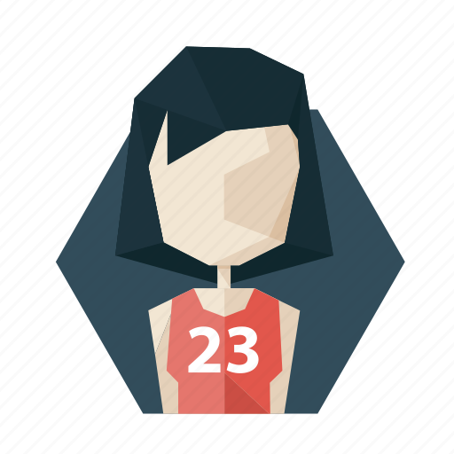 Avatar, girl, haired, poligon, profile, shirt, sport icon - Download on Iconfinder