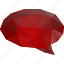 comment, message, chat, talk, triangle, abstract, polygonal, speech, bubble, low-poly, red 