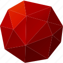 abstract, polygonal, dot, circle, low-poly, red, button, basic