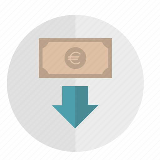 Banknote, down, euro, motion, round icon - Download on Iconfinder