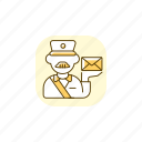 postman, mailman, courier, letter