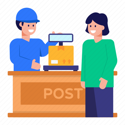 Delivery counter, post office counter, shipment office, logistic office, front desk illustration - Download on Iconfinder